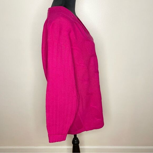The Limited Sweater Vintage V Neck Pullover Wool Angora Rabbit Hot Pink Large - Picture 5 of 9